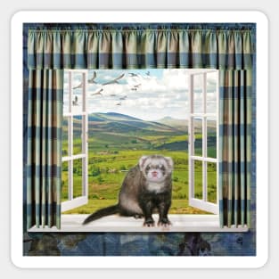 Back Home Ferret - Window Ferrets art Sticker